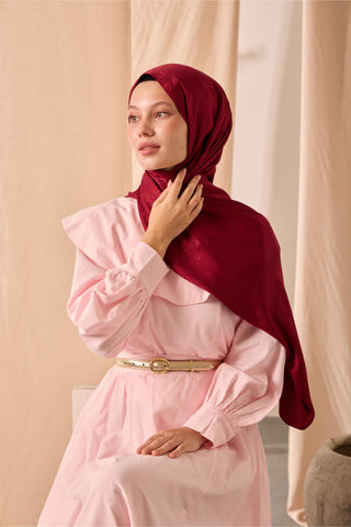 Deluxe Shawl, Burgundy, Jacquard, Firm Structure, Viscose Blend, 75x190 cm.