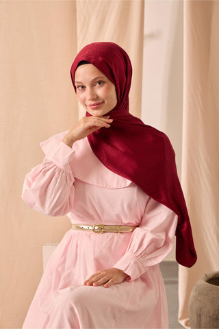 Deluxe Şal Bordo Jakarlı Tok Duruşlu Viskon Karışımlı 75X190