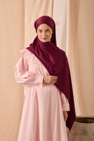 Deluxe Şal Vişne Çürüğü Jakarlı Tok Duruşlu Viskon Karışımlı 75X190