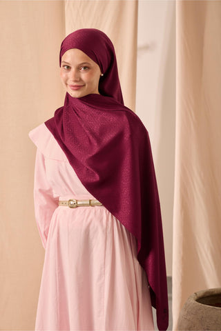 Deluxe Şal Vişne Çürüğü Jakarlı Tok Duruşlu Viskon Karışımlı 75X190