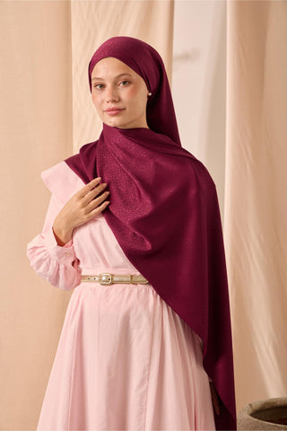 Deluxe Şal Vişne Çürüğü Jakarlı Tok Duruşlu Viskon Karışımlı 75X190