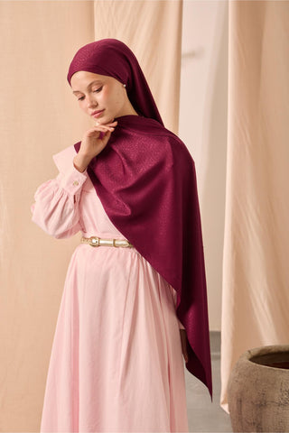 Deluxe Şal Vişne Çürüğü Jakarlı Tok Duruşlu Viskon Karışımlı 75X190