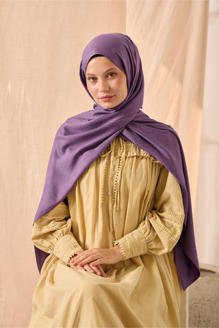 Deluxe Shawl, Purple, Jacquard, Firm Structure, Viscose Blend, 75x190 cm