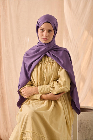 Deluxe Shawl, Purple, Jacquard, Firm Structure, Viscose Blend, 75x190 cm
