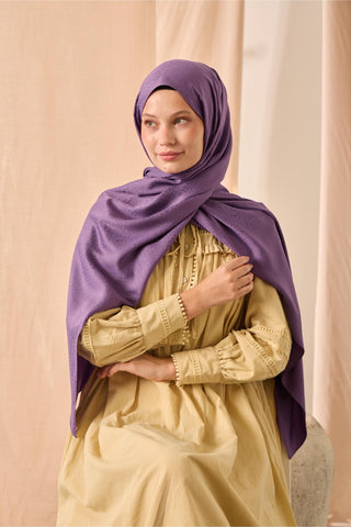 Deluxe Shawl, Purple, Jacquard, Firm Structure, Viscose Blend, 75x190 cm