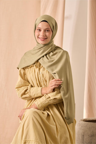 Deluxe Shawl, Aqua Green, Jacquard, Firm Structure, Viscose Blend, 75x190 cm.