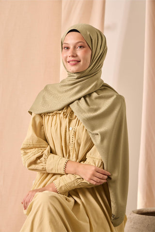 Deluxe Shawl, Aqua Green, Jacquard, Firm Structure, Viscose Blend, 75x190 cm.