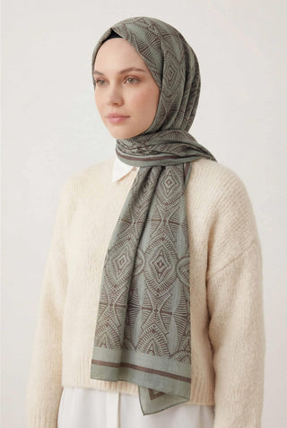 Nature Desen Ihlamur Yeşili 75X195 Soft Şal