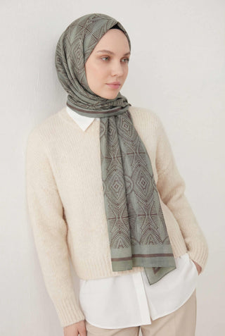 Nature Desen Ihlamur Yeşili 75X195 Soft Şal