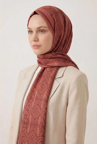 Nature Desen Koyu Somon  75X195 Soft Şal