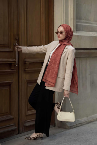 Nature Desen Koyu Somon  75X195 Soft Şal