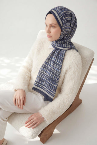 Striped Pattern Navy Blue 75X195 Soft Scarf 