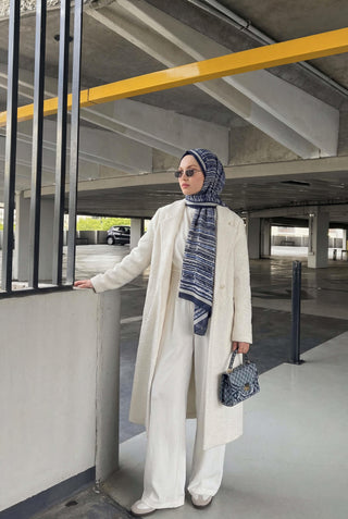 Striped Pattern Navy Blue 75X195 Soft Scarf 