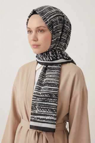 Şerit Desen Siyah 75X195 Soft Şal