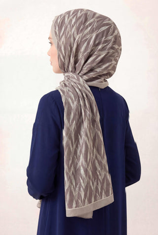 Leaf Pattern Brown 75x195 Soft Scarf 