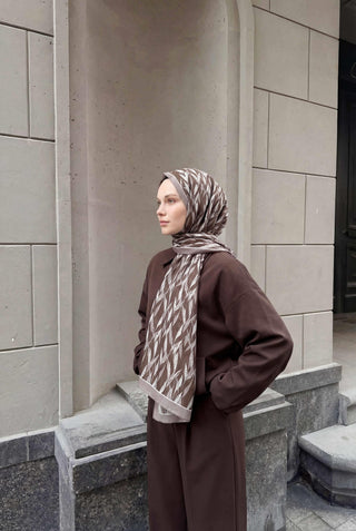 Yaprak Desen Soluk Lila 75X195 Soft Şal