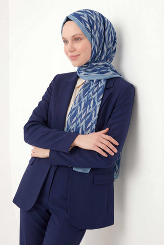 Leaf Pattern Navy Blue 75X195 Soft Scarf 