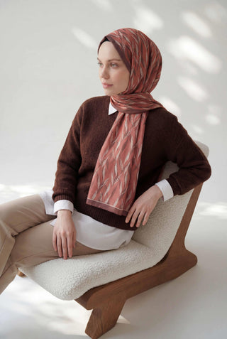 Yaprak Desen Pembe 75X195 Soft Şal