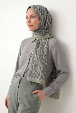Yaprak Desen Gri 75X195 Soft Şal
