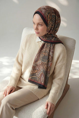 Etnik Desen Koyu Lacivert 75X195 Soft Şal - Desenli Soft Şal - | Silk Home