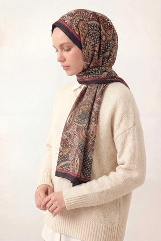 Etnik Desen Koyu Lacivert 75X195 Soft Şal - Desenli Soft Şal - | Silk Home