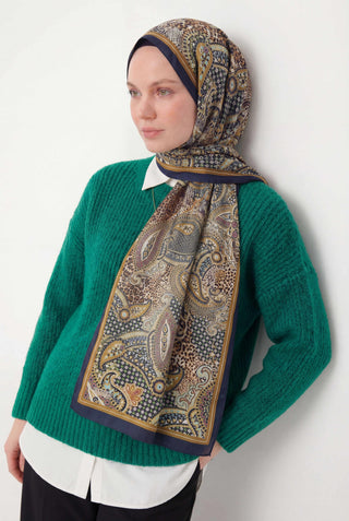 Etnik Desen Gece Mavisi 75X195 Soft Şal