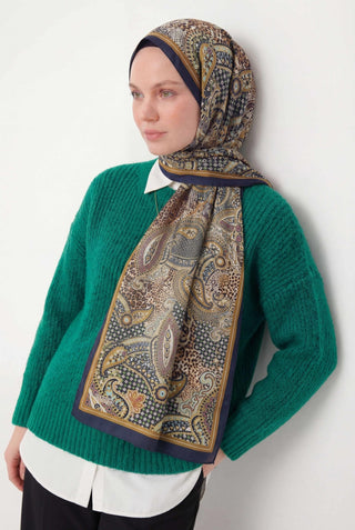 Etnik Desen Gece Mavisi 75X195 Soft Şal - Desenli Soft Şal - | Silk Home