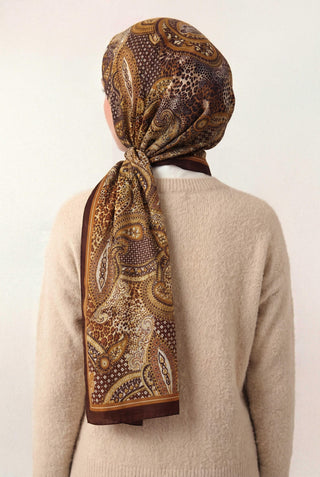 Ethnic Pattern Reddish Brown 75X195 Soft Shawl 