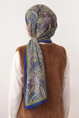 Etnik Desen Saks 75X195 Soft Şal - Desenli Soft Şal - | Silk Home