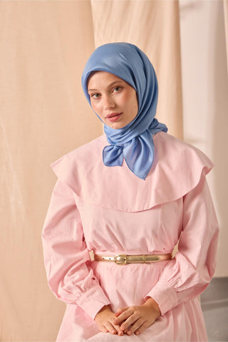 Shiny Plain Scarf Baby Blue Bright Textured Water and Stain Resistant 90x90
