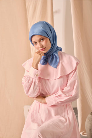 Shiny Plain Scarf Baby Blue Bright Textured Water and Stain Resistant 90x90