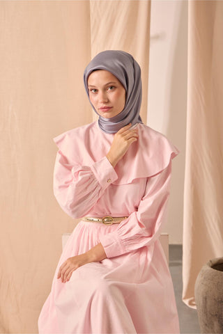 Shiny Plain Scarf, Grey, Shiny Textured, Water and Stain Resistant, 90x90 cm.
