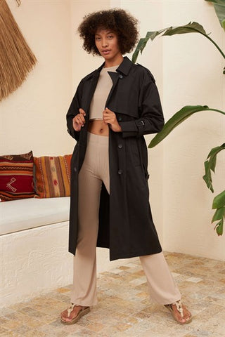 Silk Home Gadget Trench Coat Black T10012-01