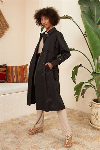 Silk Home Gadget Trench Coat Black T10012-01