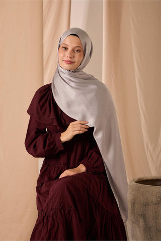 Janjan Şal Tek Taraflı Gümüş Kendinden Çizgi Dokulu Parlak Yüzeyli 75X190