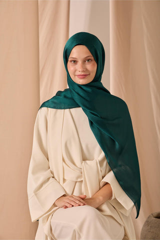 Janjan Shawl, Single-Sided Emerald Green, Self-Stringed Textured, Glossy Surface
 75X190