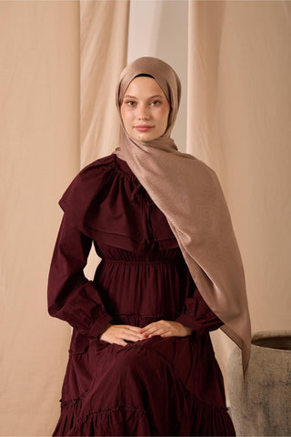 Janjan Shawl, Single-Sided, Mink, Self-Stringed Textured, Glossy Surface, 75x190 cm