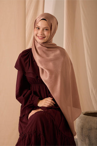 Janjan Şal Tek Taraflı Pudra Kendinden Çizgi Dokulu Parlak Yüzeyli 75X190 | Silk Home | 69001-83
