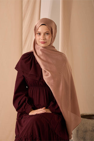 Janjan Şal Tek Taraflı Pudra Kendinden Çizgi Dokulu Parlak Yüzeyli 75X190 | Silk Home | 69001-83