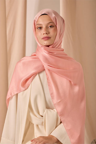 Janjan Şal Tek Taraflı Somon Kendinden Çizgi Dokulu Parlak Yüzeyli 75X190 | Silk Home | 69001-84