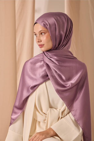 Janjan Shawl, Single-Sided Lilac, Self-Stringed Textured, Glossy Surface, 75x190 cm
