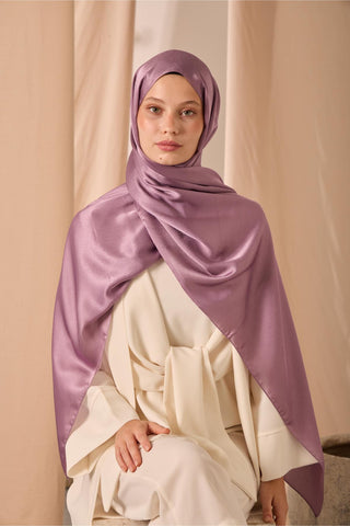 Janjan Shawl, Single-Sided Lilac, Self-Stringed Textured, Glossy Surface, 75x190 cm