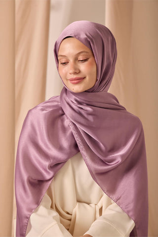 Janjan Shawl, Single-Sided Lilac, Self-Stringed Textured, Glossy Surface, 75x190 cm