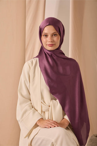 Janjan Shawl, Single-Sided, Purple, Self-Stringed Textured, Glossy Surface, 75x190 cm