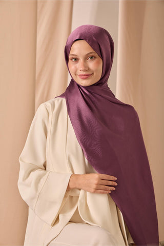 Janjan Shawl, Single-Sided, Purple, Self-Stringed Textured, Glossy Surface, 75x190 cm