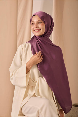 Janjan Shawl, Single-Sided, Purple, Self-Stringed Textured, Glossy Surface, 75x190 cm