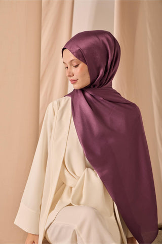 Janjan Shawl, Single-Sided, Purple, Self-Stringed Textured, Glossy Surface, 75x190 cm