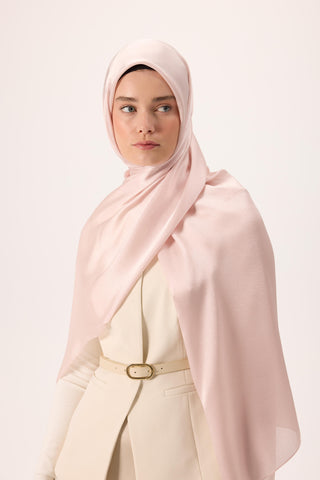 Janjan Shawl, Powder Pink, Shiny Textured, Single-Sided, 75x200 cm