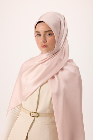 Janjan Shawl, Powder Pink, Shiny Textured, Single-Sided, 75x200 cm