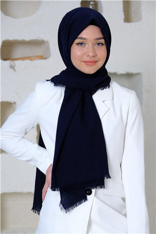 Silk Home Maxi Cotton Scarf Navy Blue 70001-28